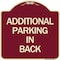 Signmission Additional Parking in Back Heavy-Gauge Aluminum Architectural Sign, 18" x 18", BU-1818-24351 A-DES-BU-1818-24351 - alternate 1